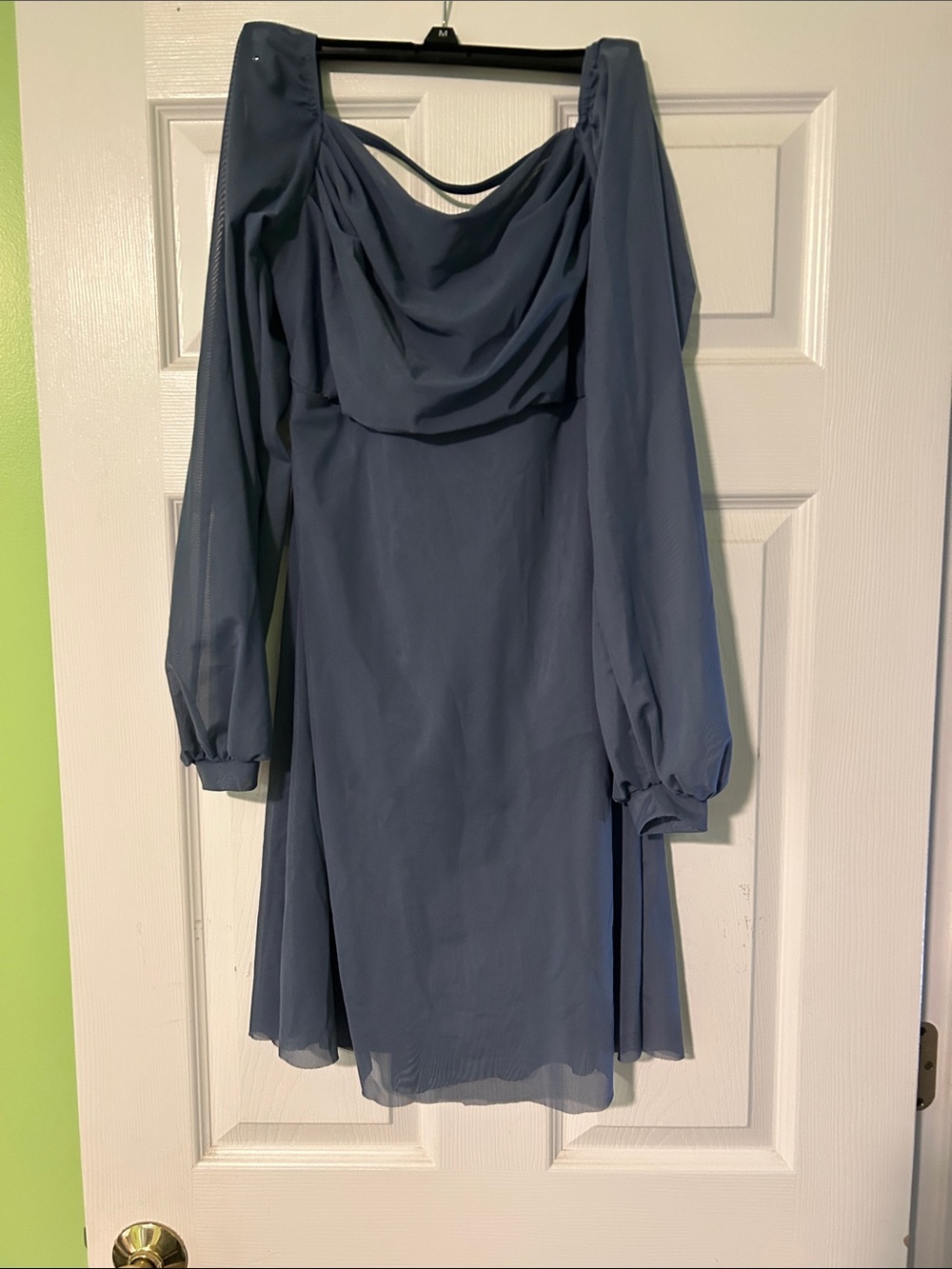 Balera Slate Blue Long Sleeve Draped Neck lyrical costume